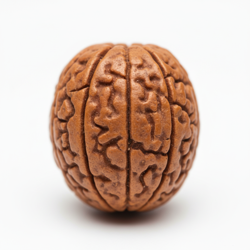 Nepal Origin 5 Mukhi Rudraksha macro close-up showing five well-defined mukhi lines, natural surface texture and authentic grain