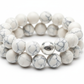White howlite bracelet macro detail showing soft white colour and subtle grey marble veining of individual beads