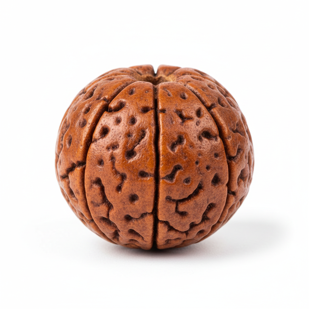 Nepal Origin 8 Mukhi Rudraksha bead full product shot on white background showing all 8 mukhi faces