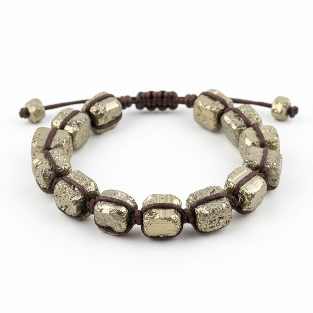 Super Raw Pyrite Bracelet full product shot on white background
