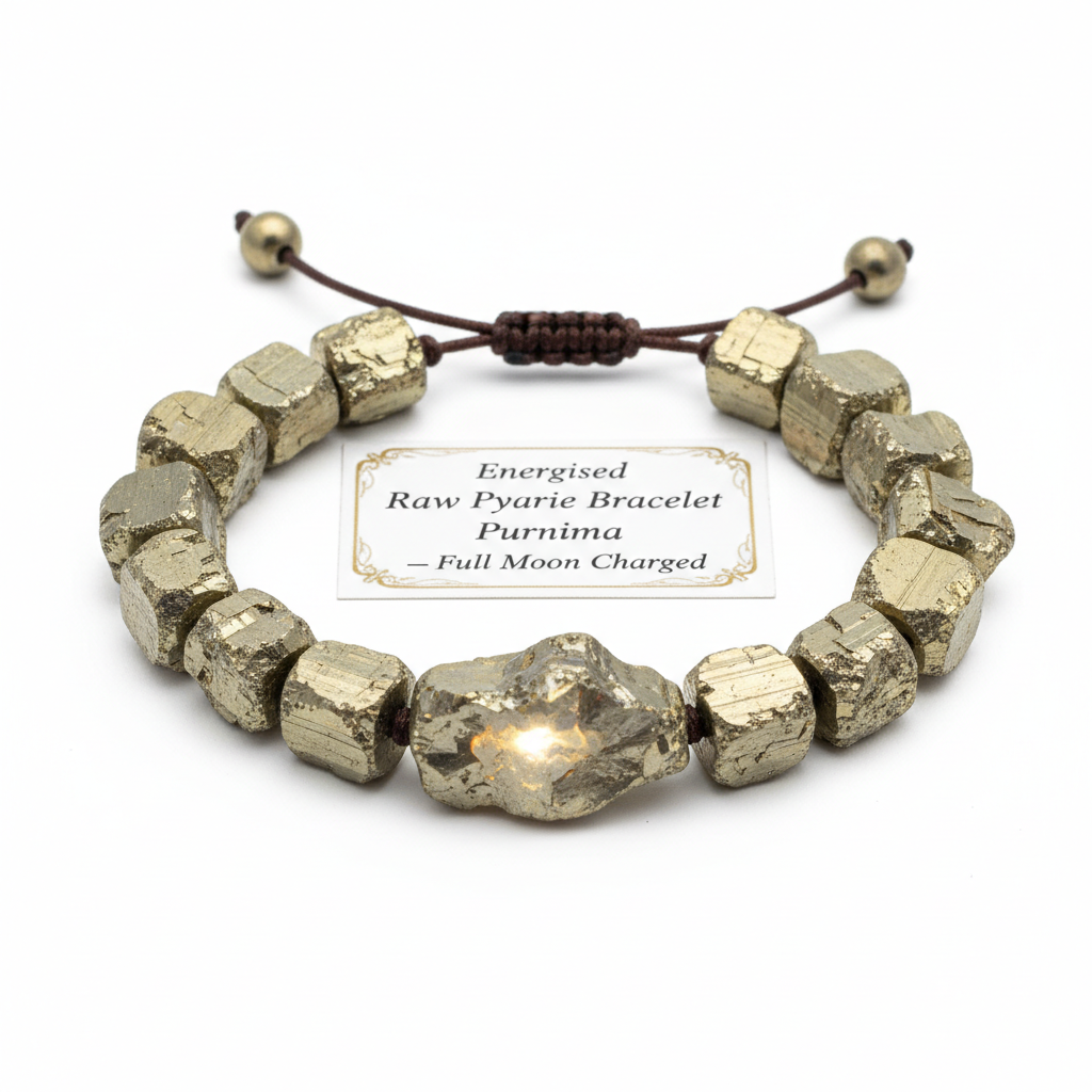 Energised Raw Pyrite Bracelet Purnima full product shot on white background
