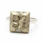 Pyrite Square Ring close-up of square-cut golden pyrite stone detail