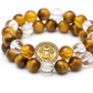 Leo Bracelet close-up of zodiac crystal beads on white background