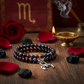 Scorpio Bracelet zodiac crystals with deep red rose petals in a serene spiritual setting