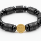 Metal Dhan Yog Bracelet Black close-up of black metal accents and crystal beads