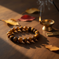 Tiger Eye Bracelet golden brown chatoyant beads in a serene spiritual setting