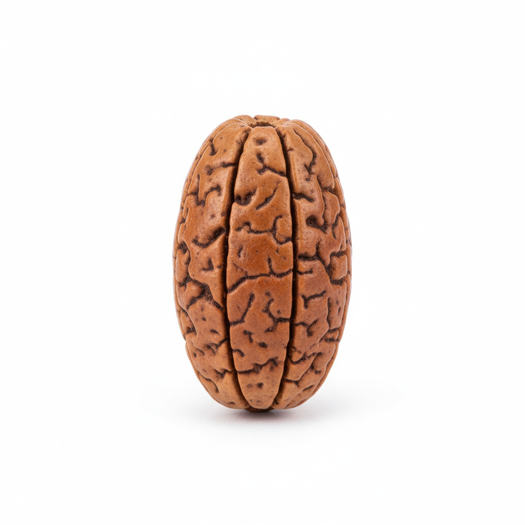 Nepal Origin 13 Mukhi Rudraksha bead full product shot on white background showing all 13 mukhi faces