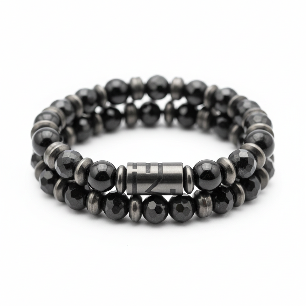 Metal Dhan Yog Bracelet Black full product shot on white background