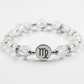 Virgo Bracelet close-up of zodiac crystal beads on white background