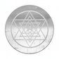 Shree Yantra Selenite Plate macro detail showing intricate sacred geometry and selenite crystal texture