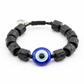 Evil Eye with Black Tourmaline Anklet close-up of tourmaline beads and evil eye charm