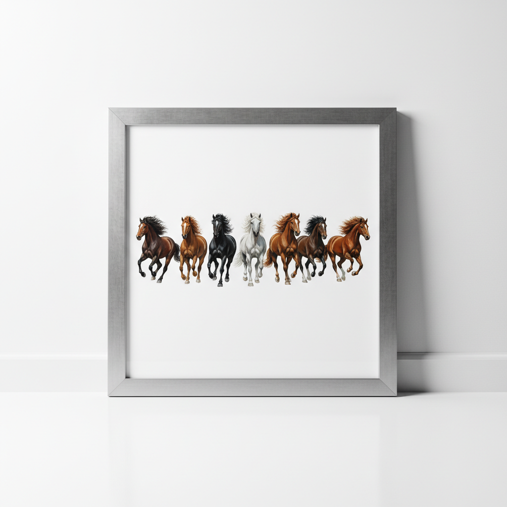 Big 7 Horses Frame full product shot on white background showing seven powerful galloping horses