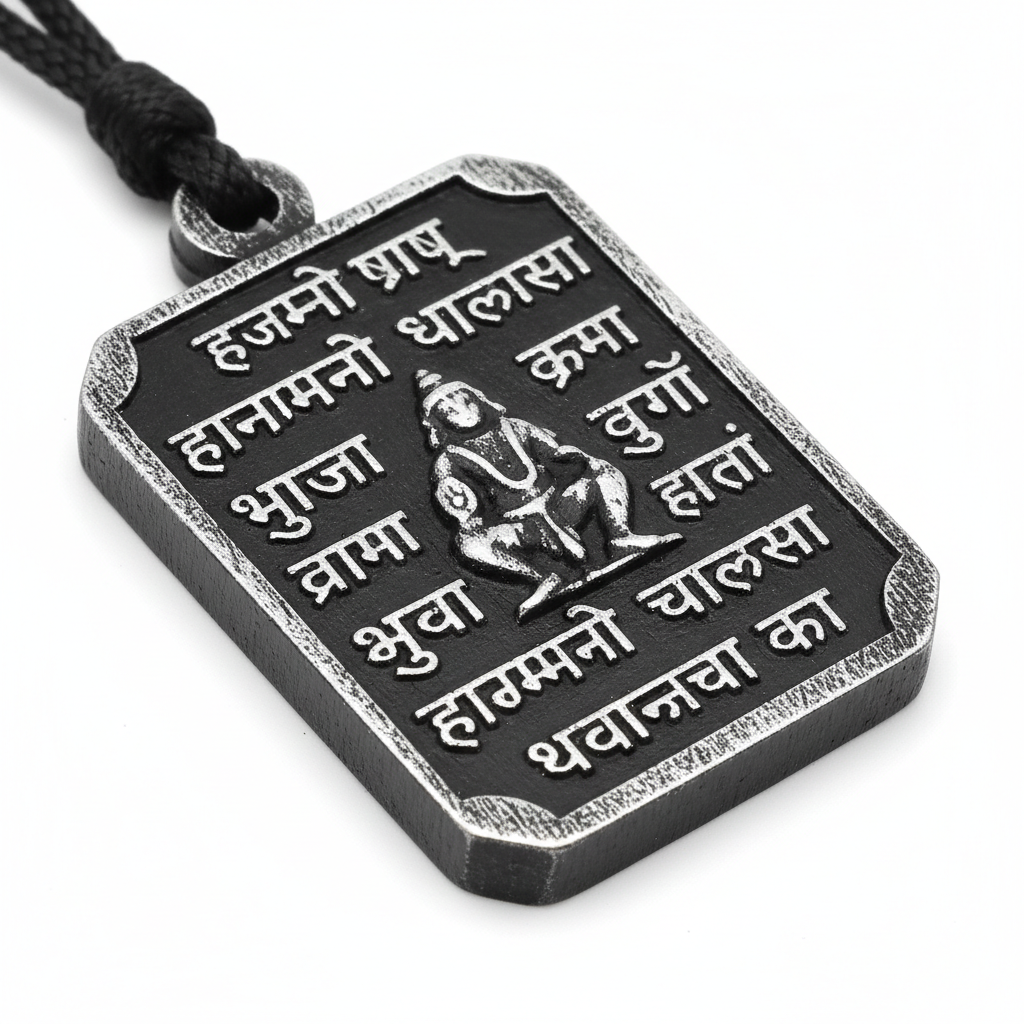 Shree Hanuman Chalisa Kavach Black close-up of sacred inscriptions and black finish