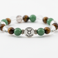 Taurus Bracelet close-up of zodiac crystal beads on white background