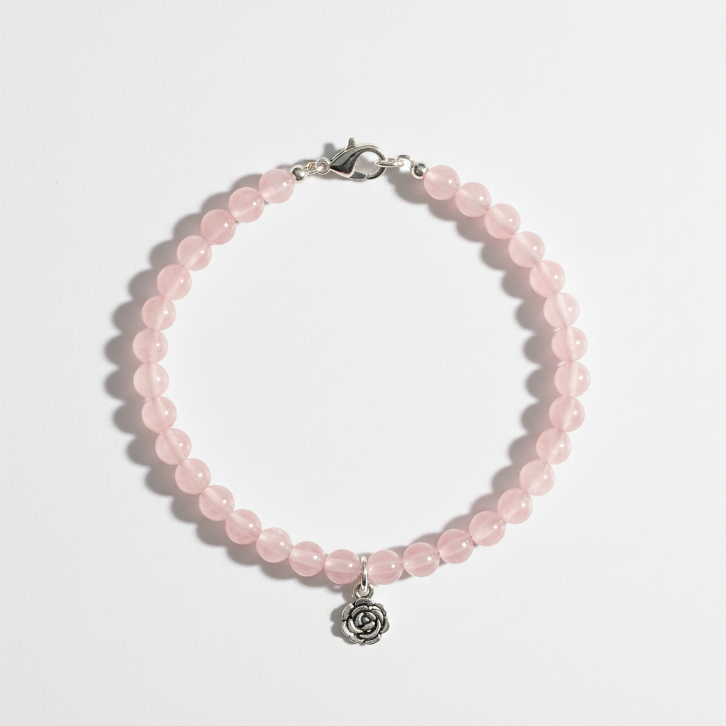 Rose Quartz Anklet full product shot on white background