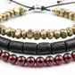 Pyrite Black Tourmaline Garnet Anklet Set close-up of three crystal bead anklets