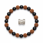 Karungali Rudraksha Damru Bracelet full product shot on white background showing alternating bead pattern