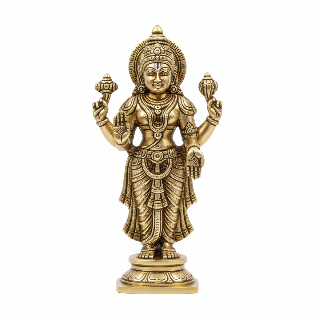 3-inch Tirupati Balaji Lord Venkateswara murti full shot on white background showing serene majestic form