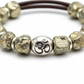 Raw Pyrite with Om Bead Bracelet close-up of raw pyrite beads and Om bead detail
